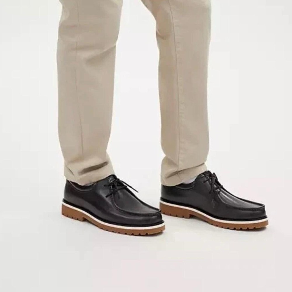Coach Black Leather Lug Sole Boat Shoe Loafer EU 41